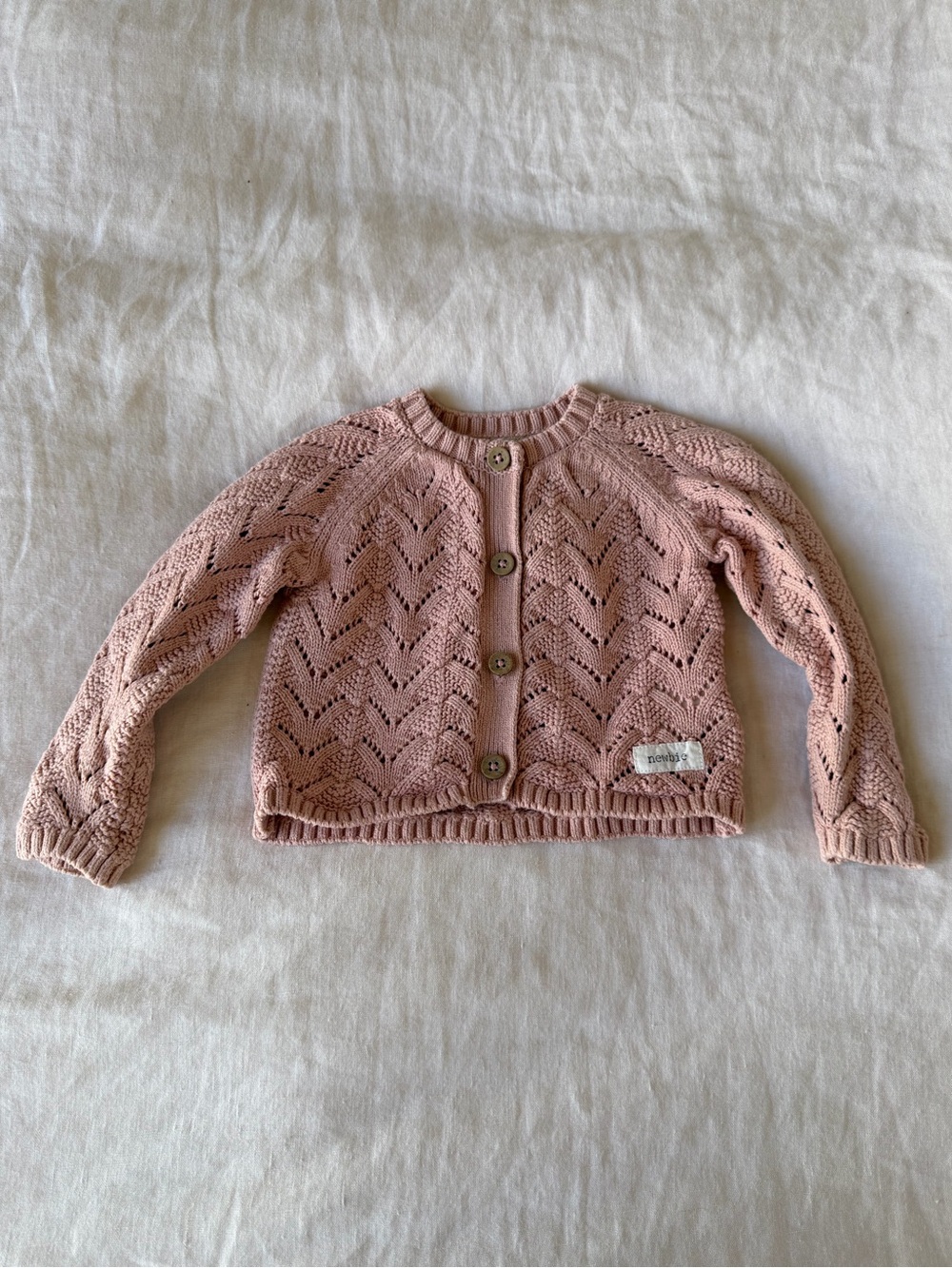 Newbie Pink Crochet Cardigan Sweater